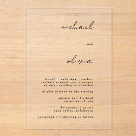 Minimalistische Kalligrafie-Hochzeitseinladung Acryleinladungen