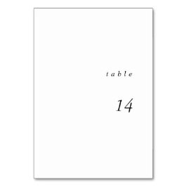 Minimalistische Kalligrafie Hochzeitstischkarte Tischnummer