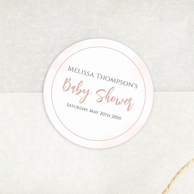 Minimalistische Kalligrafie mit einfacher Pink-Bab Runder Aufkleber (Von Creator hochgeladen)