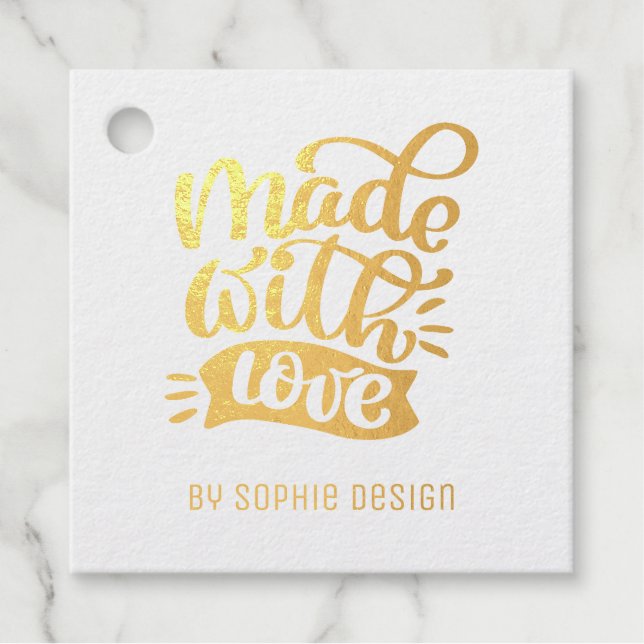 Minimalistische Kalligrafie mit Liebe individuell  Geschenkanhänger (Vorderseite)