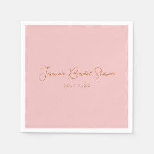 Minimalistische Kalligrafie Niedlich Pink-Brautpar Serviette