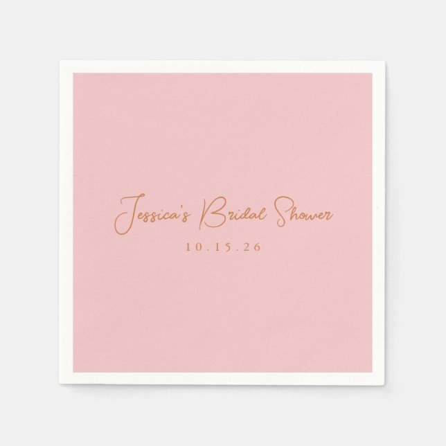 Minimalistische Kalligrafie Niedlich Pink-Brautpar Serviette (Vorderseite)