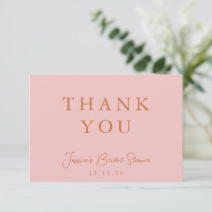 Minimalistische Kalligrafie Rosa Brautparty-Flat Dankeskarte