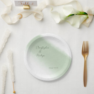 Minimalistische Kalligrafie-Sage-Wasserfarben-Hoch Pappteller