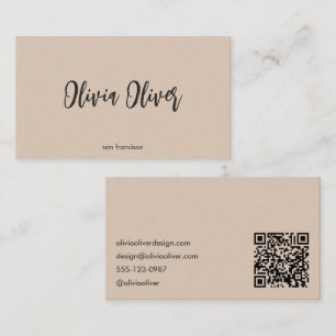 Minimalistische Kalligrafie Sandstein moderner QR- Visitenkarte