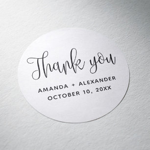 Minimalistische Kalligrafie-Schrift Hochzeit Danke Runder Aufkleber