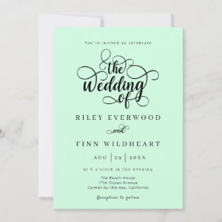 Minimalistische Kalligrafie-Schrift Hochzeitseinla Einladung
