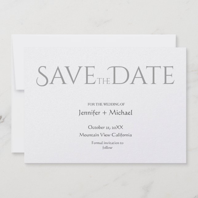 Minimalistische Kalligrafie-Schrift zur Hochzeitss Save The Date (Vorderseite)