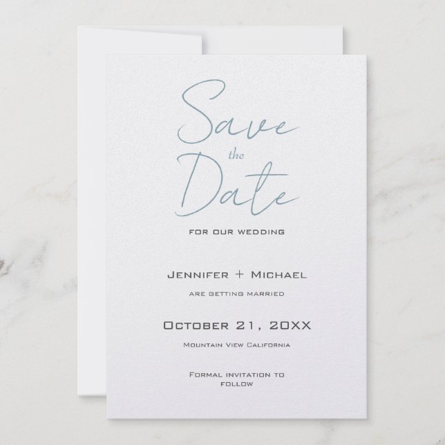 Minimalistische Kalligrafie-Schrift zur Hochzeitss Save The Date (Vorderseite)