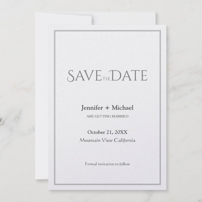 Minimalistische Kalligrafie-Schrift zur Hochzeitss Save The Date (Vorderseite)