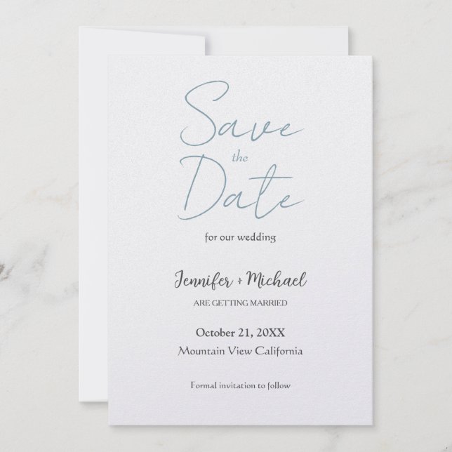 Minimalistische Kalligrafie-Schrift zur Hochzeitss Save The Date (Vorderseite)