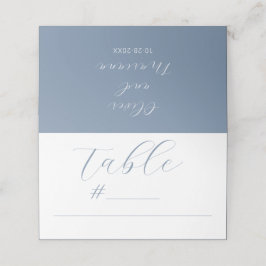 Minimalistische Kalligrafie Script Dusty Blue Wedd Platzkarte