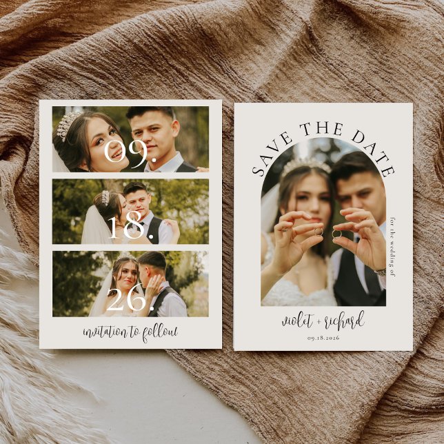 Minimalistische Kalligrafie-Script-Hochzeitsfoto Save The Date (Von Creator hochgeladen)