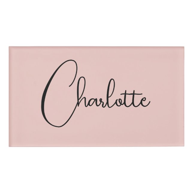 Minimalistische Kalligrafie Script Name Rose Gold Namenschild (Vorderseite)
