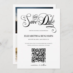 Minimalistische Kalligrafie Script QR Code 3 Foto  Save The Date