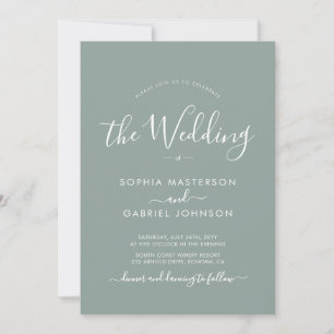 Minimalistische Kalligrafie Script Sage Green Wedd Einladung
