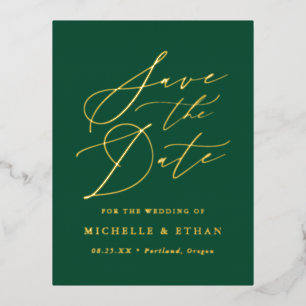 Minimalistische Kalligrafie-Skript Save-the-Date-K Folie Einladungspostkarte