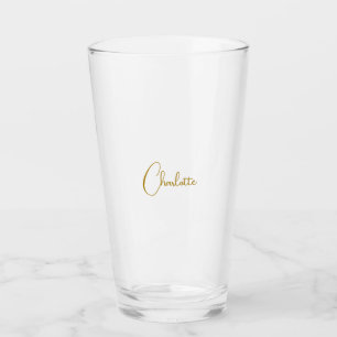 Minimalistische Kalligrafie-Skriptname Gold-Farbe Glas