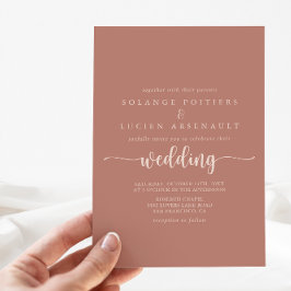 Minimalistische Kalligrafie Terracotta Wedding Einladung