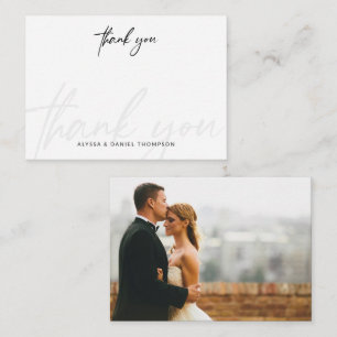 Minimalistische Kalligrafie Wedding Foto Einfaches Mitteilungskarte