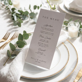 Minimalistische kalligrafische Hochzeit Menükarte
