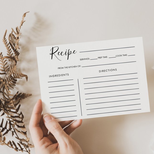 Minimalistische Kalligraphie Brautparty Rezept-Kar (Von Creator hochgeladen)