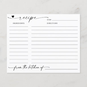 Minimalistische Kalligraphie Brautparty Rezept-Kar