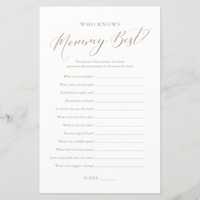 Minimalistische Kalligraphie, die Mama das beste S (Vorderseite)