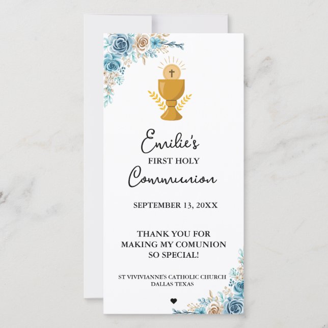 Minimalistische Kalligraphie Erstes Kommuniongebet (Vorderseite)