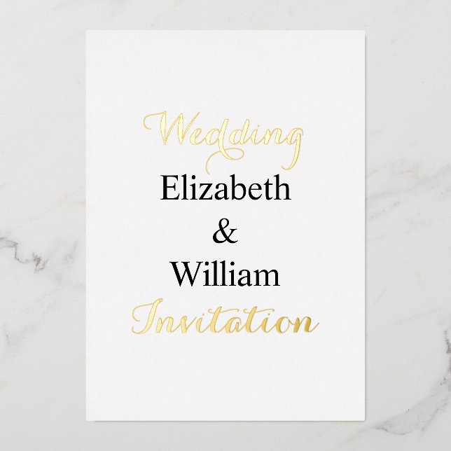 Minimalistische Kalligraphie Folieneinladung (Vorderseite)