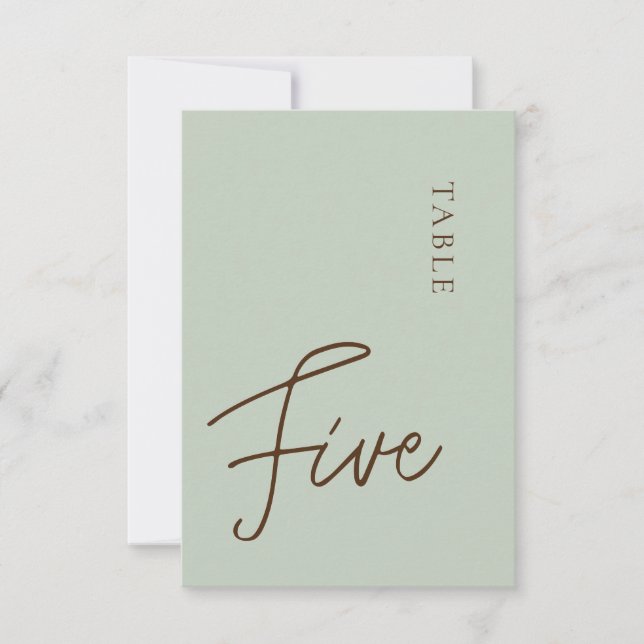 Minimalistische Kalligraphie, fünfte Tischnummer (Vorderseite)