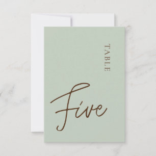 Minimalistische Kalligraphie, fünfte Tischnummer
