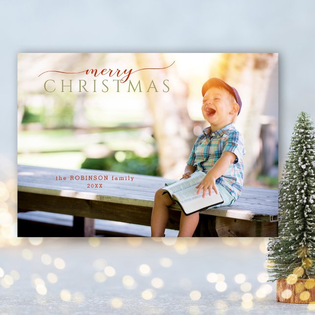 Minimalistische Kalligraphie - Gruß und Foto Dreifach Gefaltete Urlaubskarte (Von Creator hochgeladen)