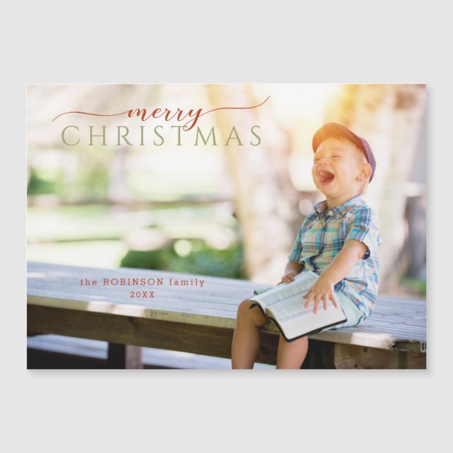 Minimalistische Kalligraphie - Gruß und Foto Magnetkarte (Vorderseite)