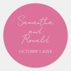 Minimalistische Kalligraphie-Hochzeit in Rosa Runder Aufkleber