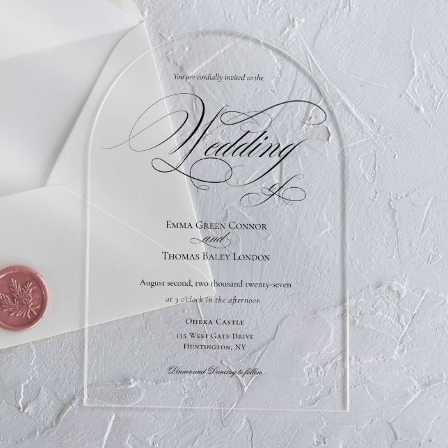 Minimalistische Kalligraphie-Hochzeit in Schwarz u Acryleinladungen (Von Creator hochgeladen)