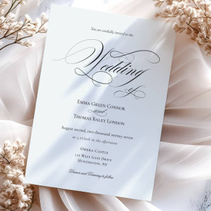 Minimalistische Kalligraphie-Hochzeit in Schwarz u Einladung