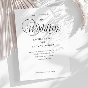 Minimalistische Kalligraphie-Hochzeit in Schwarz u Einladung