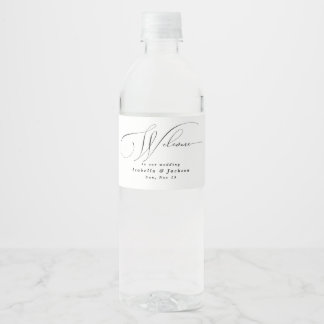 Minimalistische Kalligraphie-Hochzeit Wasserflaschenetikett