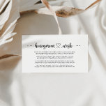 Minimalistische Kalligraphie Honeymoon Wish Begleitkarte<br><div class="desc">Diese minimalistische kalligraphische Wunschzettel ist perfekt für eine einfache Hochzeit. Das Design besticht durch einen wunderschönen schwarzen Schriftart mit Kalligrafie und einem weißen Hintergrund.</div>