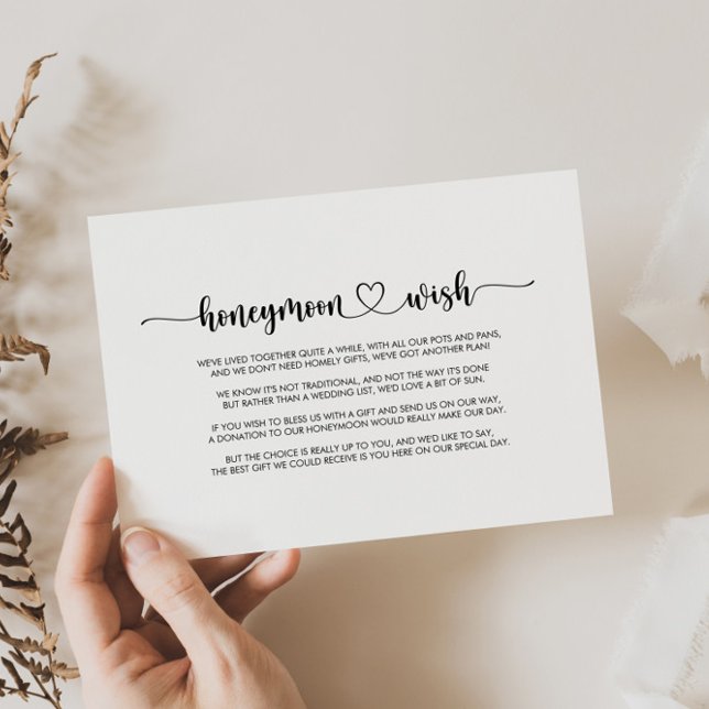 Minimalistische Kalligraphie Honeymoon Wish Begleitkarte (Von Creator hochgeladen)