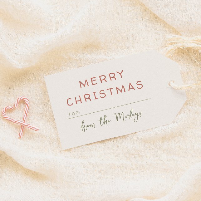 Minimalistische Kalligraphie Niedlich Frohe Weihna Geschenkanhänger (Von Creator hochgeladen)