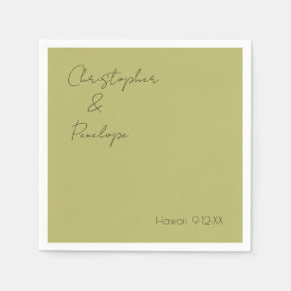 Minimalistische Kalligraphie Olivenöl Grüne Hochze Serviette