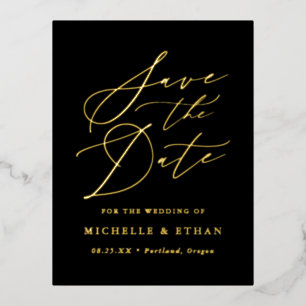 Minimalistische Kalligraphie Save the Date Folie Einladungspostkarte
