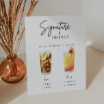 Minimalistische Kalligraphie Signature Drink Weddi Sockelschild<br><div class="desc">Minimalistische Kalligraphie Signatur Drink Hochzeit Bar Pedestal Zeichen. Matching-Elemente verfügbar unter der Sammlung "Elegante Hochzeit | Signature Drinks Bar Sign" wie unten gezeigt. VelvetPaperCo</div>