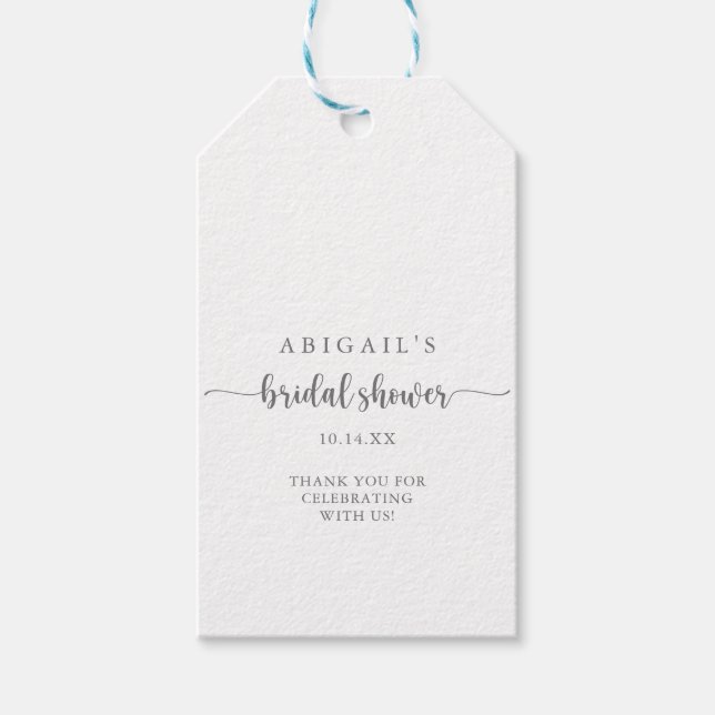 Minimalistische Kalligraphie Silver Brautparty Geschenkanhänger (Vorderseite)