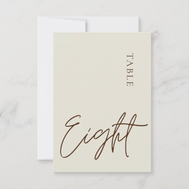 Minimalistische Kalligraphie Tabelle acht Tischnum Einladung (Vorderseite)