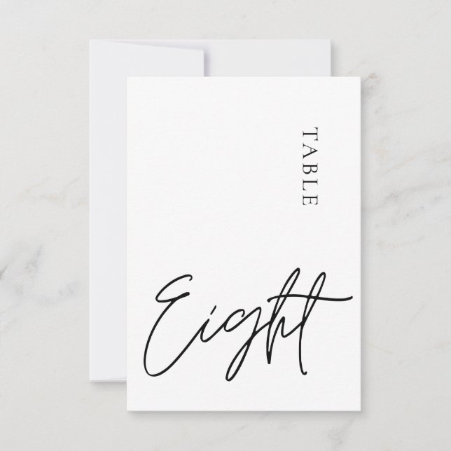 Minimalistische Kalligraphie Tabelle acht Tischnum Einladung (Vorderseite)