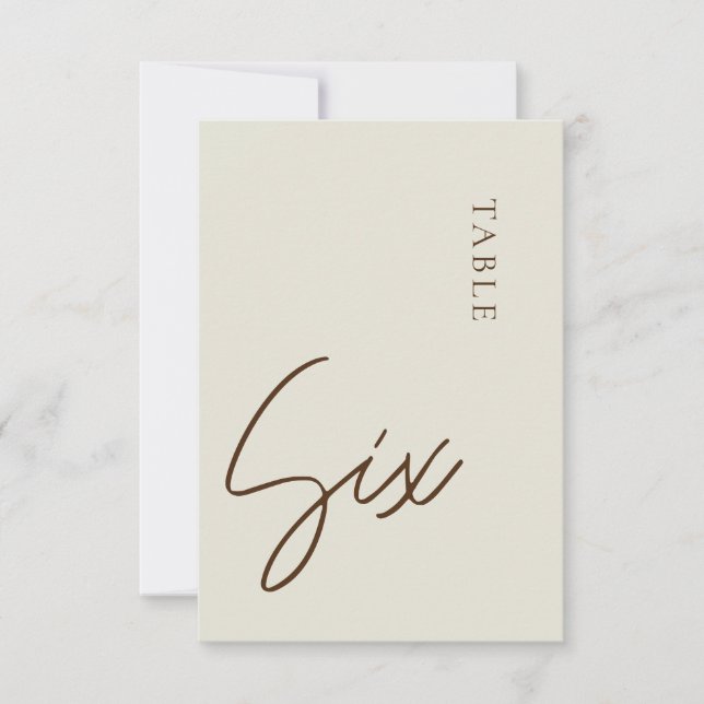 Minimalistische Kalligraphie Tabelle sechs Tischnu Einladung (Vorderseite)