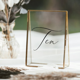 Minimalistische Kalligraphie Tabelle Zehn Tischnum Fensteraufkleber